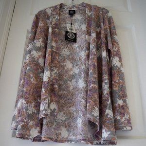 Bobeau Mixed Print Shawl Collar Cardigan